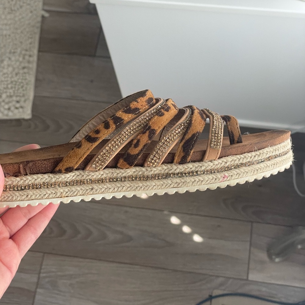 O WILD G Leopard Print Bedazzled Sandals